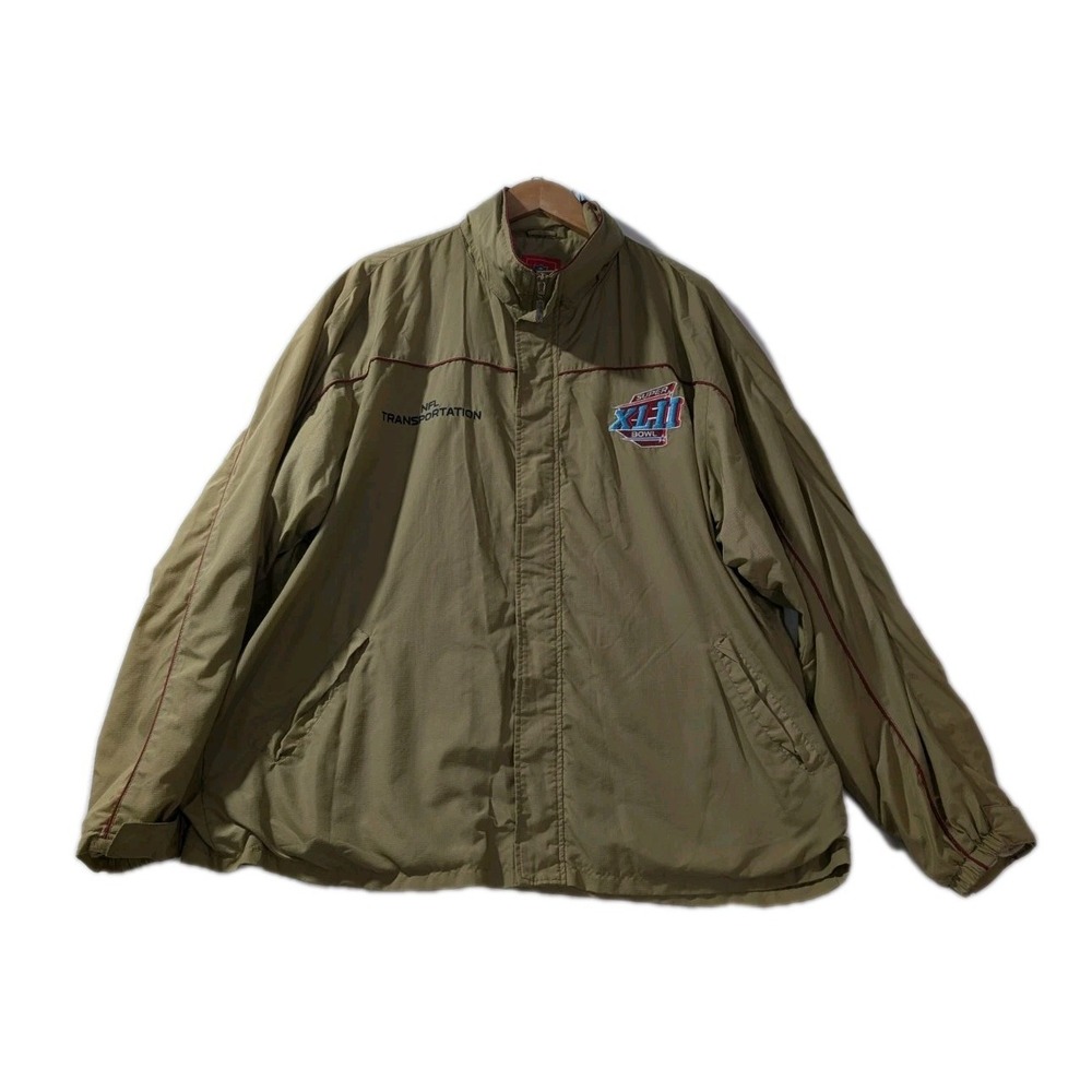 NFL Transportation‎ Super Bowl XLII Jacket 2XL Beige Full Zip Windbreaker